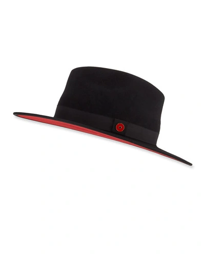 Keith And James Queen Red-brim Wool Fedora Hat, Black
