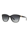 Versace Gradient Square Sunglasses W/ Crystal Trim In Black/gray