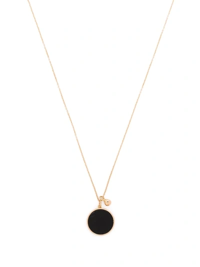 Ginette Ny 18kt Rose Gold Ever Onyx Round On Chain Necklace In Or Rose