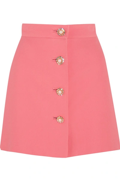 Miu Miu Embellished Cady Mini Skirt In Pink