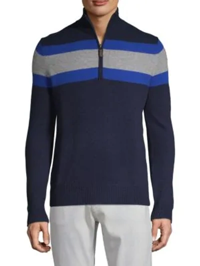 Amicale Cashmere Zip Sweater In Navy