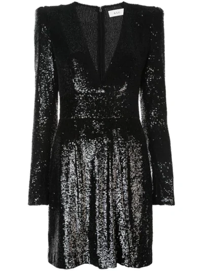 A.l.c Mara Sequined Strong-shoulder Short Dress In Black