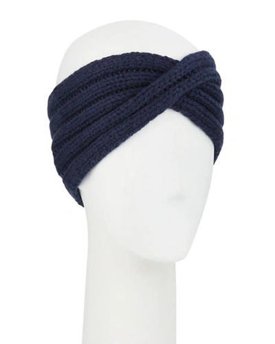 Il Borgo Knit Ear-warmer Headband In Navy