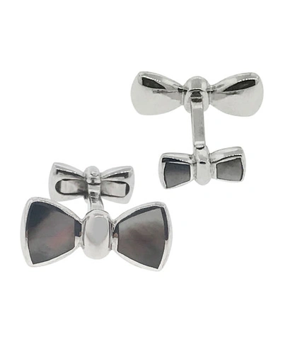 Jan Leslie Mother-of-pearl Bow Cufflinks Set, Gray