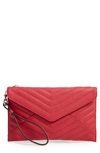 Rebecca Minkoff Leo Quilted Leather Wristlet Clutch Bag In Scarlet