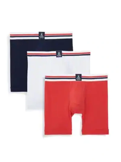 Psycho Bunny 3-pack Motion Boxer Briefs In White Red