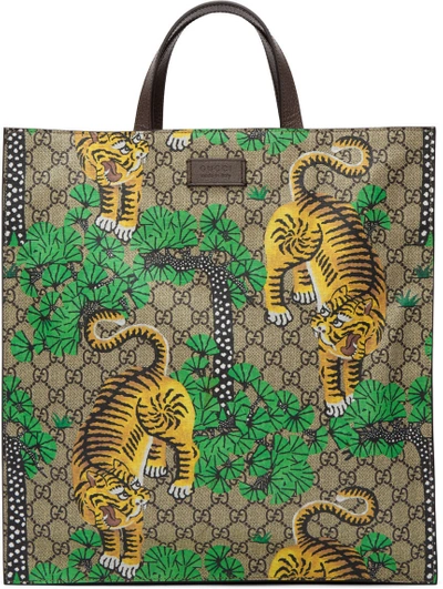 Gucci Multicolor GG Supreme Coated Canvas and Leather Bengal Tiger