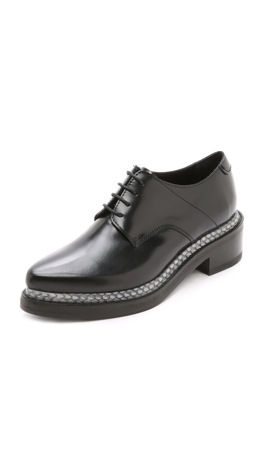 Women's Lark Snakeskin Heeled Derby Shoes In Black In Black/grey ModeSens