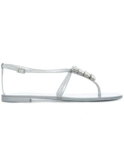 Giuseppe Zanotti Crystal Sandals In Silver