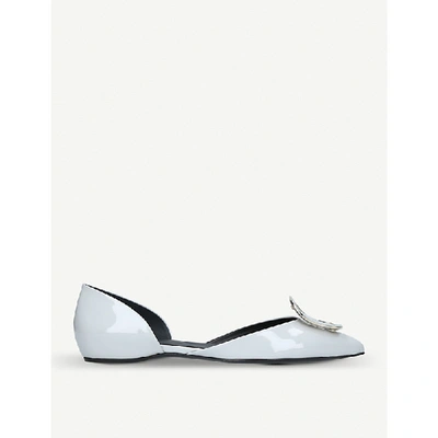 Roger Vivier D'orsay Choc Patent-leather Ballerina Flats In Grey/light
