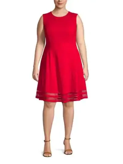 Calvin Klein Plus Stripe A-line Dress In Red