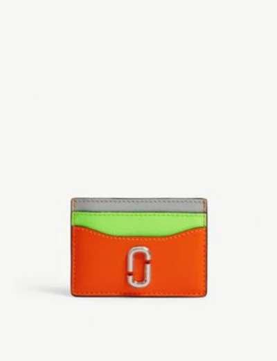 Marc Jacobs Snapshot Leather Card Holder In Bright Orange Multi