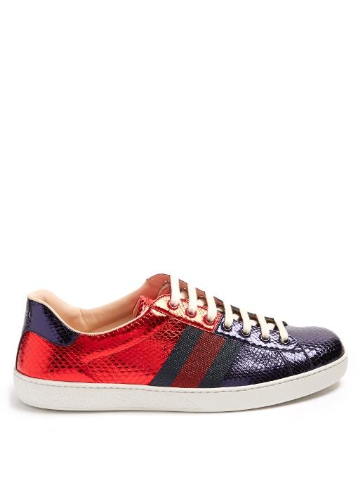 Ace Snakeskin Sneaker In Red, Blue | ModeSens