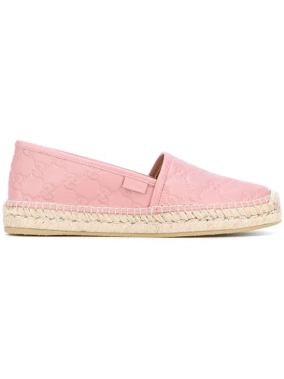 Gucci Signature Leather Espadrille In Pink