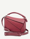 Loewe Puzzle Medium Leather Shoulder Bag In Raspberry