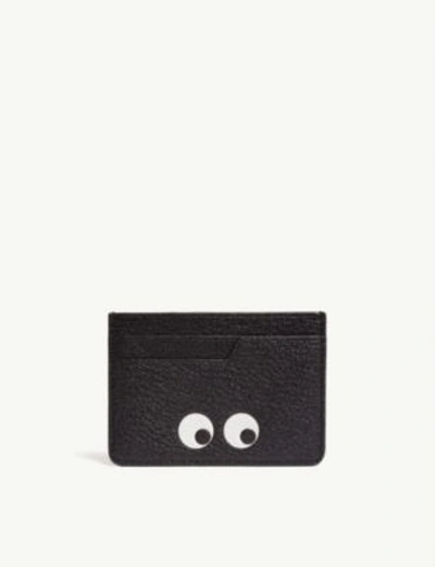 Anya Hindmarch Eyes Leather Card Holder In Black Capra