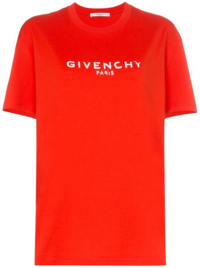 Givenchy Logo Print Regular Fit Cotton T Shirt In Red