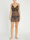 Wacoal Lace Perfection Stretch-lace And Mesh Chemise In Charcoal (grey)