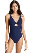 Tory Burch Solid Knotted One Piece Swimsuit In Tory Navy