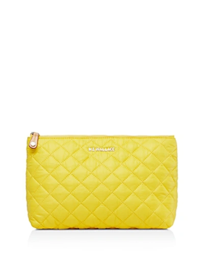 Mz Wallace Zoey Nylon Cosmetic Case In Bright Yellow/silver