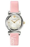 Versace Collection V-motif Vintage Logo Watch, 35mm In Pink/ White/ Silver