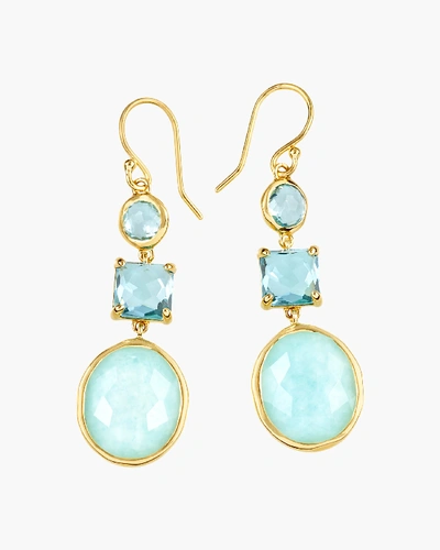 Ippolita 18k Yellow Gold Polished Rock Candy Drop Earrings In Turquoise In Blue/gold