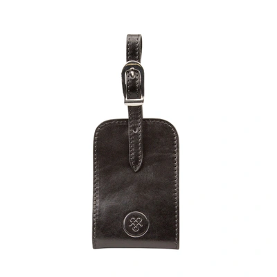 Maxwell Scott Bags Luxury Black Leather Id Luggage Tag