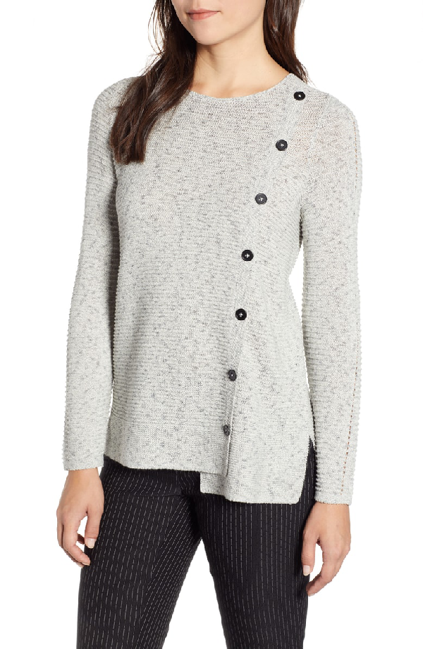 Nic And Zoe Nic+zoe Shape Up Button Sweater In Granite Mix | ModeSens