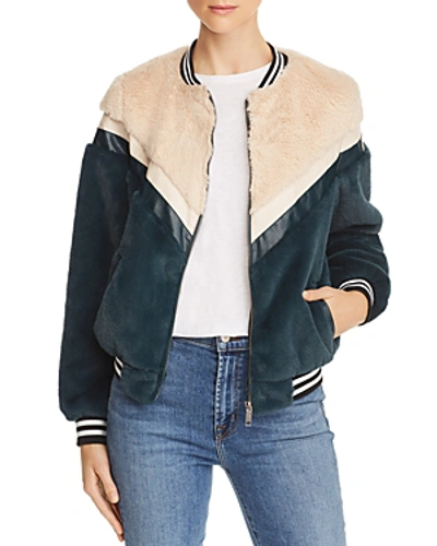 Apparis Florence Faux-fur Bomber Jacket In Emerald