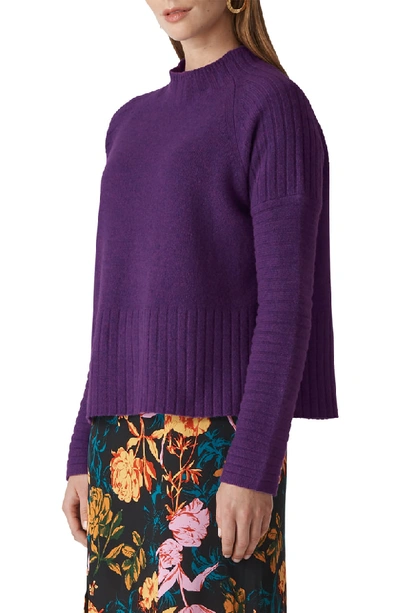 Whistles Funnel Neck Merino Wool Sweater In Purple