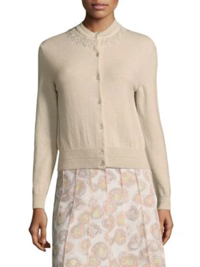 Marc Jacobs Embellished Wool & Cashmere Cardigan In Oatmeal
