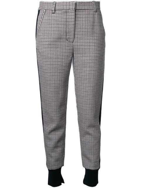 houndstooth print drawstring jogger pants