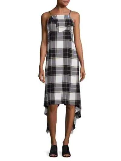 Public School Lilu Draped Plaid Dress In Yellow White