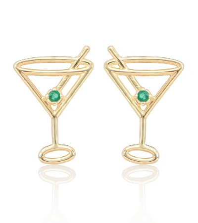 Aliita Martini 9kt Gold Earrings With Emeralds