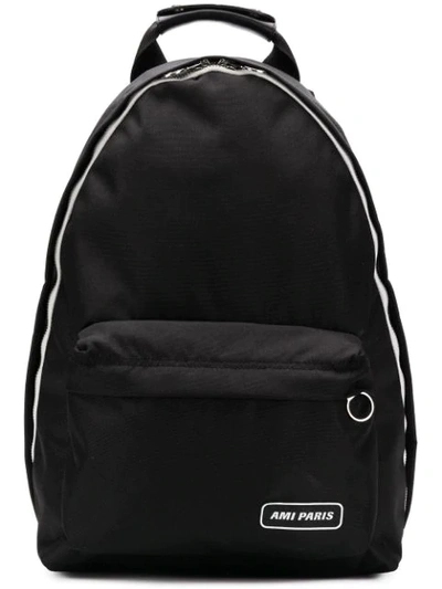 Ami Alexandre Mattiussi Logo-patch Canvas Backpack In Black