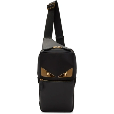 Fendi Bag Bugs Black Leather Belt Bag In Black/gold