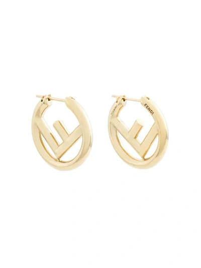 Fendi F Logo Earrings In Metallic