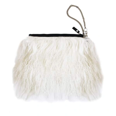 Florence Bridge Fluffy Bianca Clutch Bag Cream