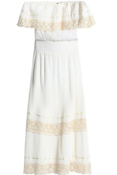 Antik Batik Woman Off-the-shoulder Cotton-gauze Midi Dress Ivory