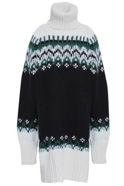 Mm6 Maison Margiela Woman Jacquard-knit Turtleneck Sweater Black