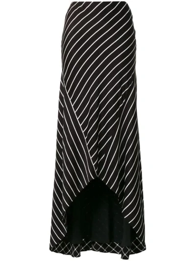 Haider Ackermann Asymmetric Striped Satin Skirt In Black