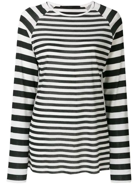 Haider Ackermann Striped Silk-Chiffon And Ribbed Jersey Top In Ivory ...