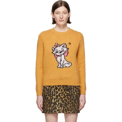 Miu Miu Orange Disney Edition Wool Aristocats Sweater In Mais
