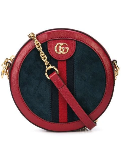 Gucci Ophidia Leather And Suede Cross-body Bag In Blue