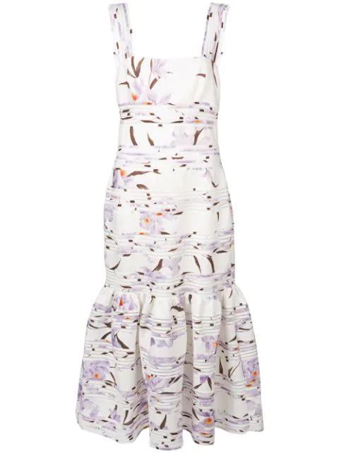 Zimmermann Floral-Patterned Linen Maxi Dress In Ivory/Lilac Orchid ...