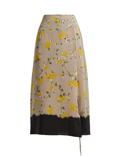 Altuzarra Felice Floral-print Silk Crepe De Chine Midi Skirt In Oatmeal