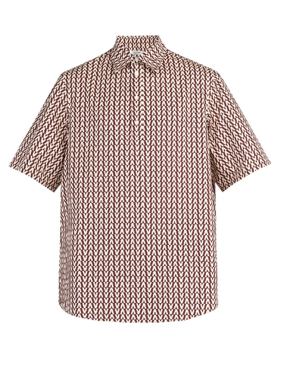 Valentino Optical-print Cotton Shirt In Maroon