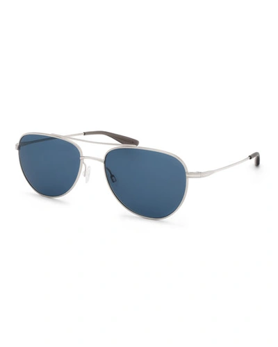 Barton Perreira Men's Aerial Metal Aviator Sunglasses In Blue/silver