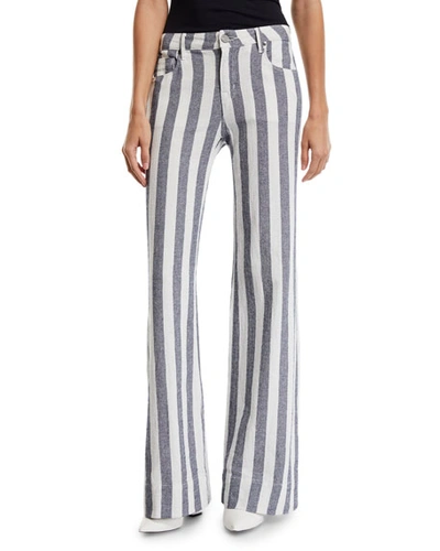 Parker Smith Mid-rise Striped Denim Palazzo Pants In Sailor