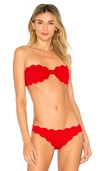 Marysia Antibes Scalloped Bandeau Bikini Top In Solid Cherry